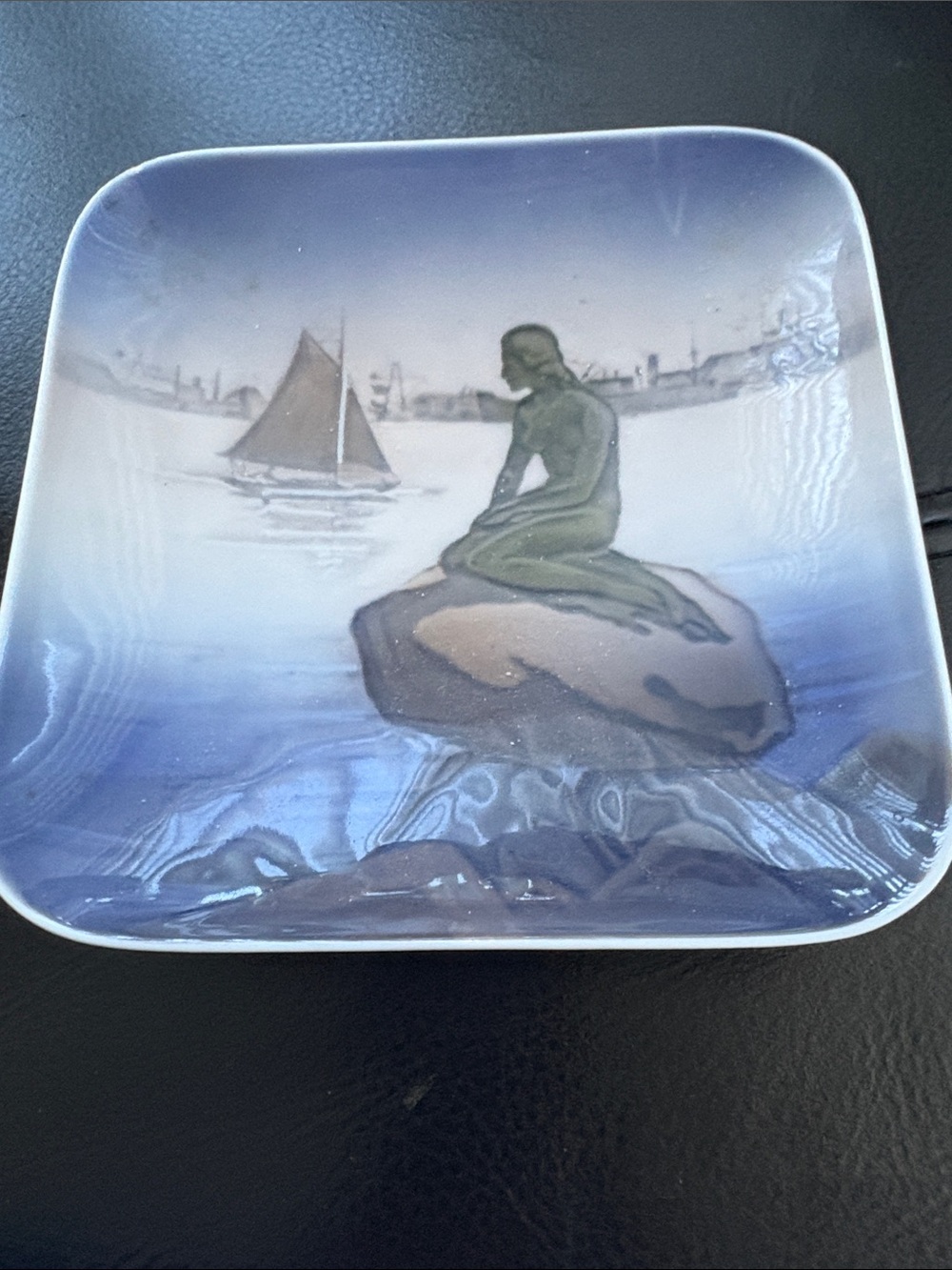 Vintage Royal Copenhagen Blue Mermaid Ceramic Ticket Dish 1962